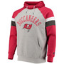 Men's Heather Gray, Red Tampa Bay Buccaneers Home Run Raglan Pullover Hoodie