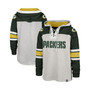 Men's '47 Gray Green Bay Packers Gridiron Lace-Up Pullover Hoodie
