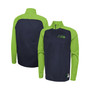 Men's Navy Seattle Seahawks Combine Authentic O-Line Raglan Half-Zip Jacket
