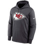 Men's Big and Tall Heathered Charcoal Kansas City Chiefs Primary Logo Therma Pullover Hoodie