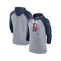 Men's Heather Gray, Heather Navy Boston Red Sox Baseball Raglan 3/4 Sleeve Pullover Hoodie