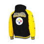 Men's Black Pittsburgh Steelers Defender Raglan Full-Zip Hoodie Varsity Jacket