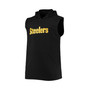 Men's Black Pittsburgh Steelers Big and Tall Muscle Sleeveless Pullover Hoodie