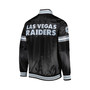 Men's Black Las Vegas Raiders Midfield Satin Full-Snap Varsity Jacket