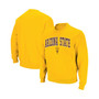 Men's Gold Arizona State Sun Devils Arch and Logo Crew Neck Sweatshirt