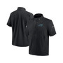 Men's Black Carolina Panthers Sideline Coach Short Sleeve Hoodie Quarter-Zip Jacket
