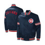 Men's Navy Chicago Cubs Slider Satin Full-Snap Varsity Jacket