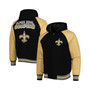 Men's Black New Orleans Saints Defender Raglan Full-Zip Hoodie Varsity Jacket
