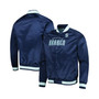 Men's Deep Sea Blue Seattle Kraken Satin Full-Snap Varsity Jacket