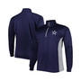 Men's Navy and Silver Dallas Cowboys Big and Tall Quarter-Zip Jacket