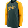 Men's Green, Gold-Tone Oakland Athletics Authentic Collection Pregame Performance Raglan Pullover Sweatshirt