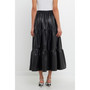 Women's Pu Tiered Long Skirt