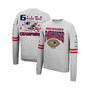 Men's Heathered Gray New England Patriots Allover Print Fleece Pullover Sweatshirt
