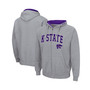 Men's Heathered Gray Kansas State Wildcats Arch Logo 3.0 Full-Zip Hoodie