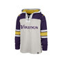 Men's '47 Gray Minnesota Vikings Gridiron Lace-Up Pullover Hoodie