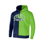 Men's NFL X Staple Navy, Green Seattle Seahawks Split Logo Pullover Hoodie