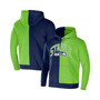 Men's NFL X Staple Navy, Green Seattle Seahawks Split Logo Pullover Hoodie