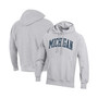 Men's Heathered Gray Michigan Wolverines Team Arch Reverse Weave Pullover Hoodie