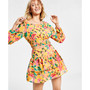 Women's Floral-Print Ruffled Pull-On Mini Skirt, Created for Macy's