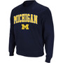 Men's Navy Michigan Wolverines Arch Logo Crew Neck Sweatshirt