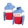 Men's Red, Light Blue Houston Oilers Colorblock Throwback Pullover Hoodie