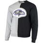 Men's Black, Heathered Gray Baltimore Ravens Split Center Pullover Sweatshirt