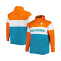 Men's Aqua Miami Dolphins Big and Tall Throwback Colorblock Fleece Raglan Pullover Hoodie