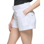 Women's Solid Belted Cuffed Cotton Shorts