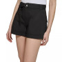 Women's Solid Belted Cuffed Cotton Shorts
