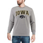 Men's Heather Gray Iowa Hawkeyes Arch Logo Crew Neck Sweatshirt