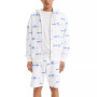 Men's Relaxed Fit Zip-Front Allover Logo Print Hoodie
