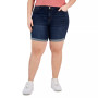 Trendy Plus Size Cuffed Denim Bermuda Shorts