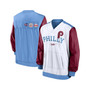 Men's White, Light Blue Philadelphia Phillies Rewind Warmup V-Neck Pullover Jacket