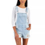 Juniors' Crisscross-Back Cuffed Denim Shortalls
