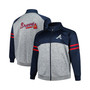 Men's Navy, Heather Gray Atlanta Braves Big and Tall Raglan Full-Zip Track Jacket