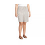 Women's Plus Size High Rise Pull On Elastic Waist 10" Linen Bermuda Shorts