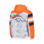 Men's White and Orange Denver Broncos Thursday Night Gridiron Raglan Half-Zip Hooded Jacket