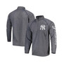 Men's Heather Gray New York Yankees Wordmark Raglan Quarter-Zip Top