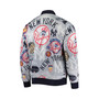 Men's Gray New York Yankees Allover Print Satin Full-Snap Jacket