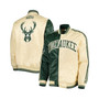 Men's Hunter Green and Cream Milwaukee Bucks Fast Break Satin Full-Snap Jacket