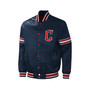 Men's Navy Cleveland Guardians Midfield Satin Full-Snap Varsity Jacket