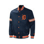 Men's Navy Detroit Tigers Midfield Satin Full-Snap Varsity Jacket