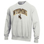 Men's Heathered Gray Wyoming Cowboys Arch Over Logo Reverse Weave Pullover Sweatshirt