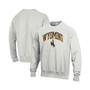 Men's Heathered Gray Wyoming Cowboys Arch Over Logo Reverse Weave Pullover Sweatshirt
