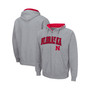 Men's Heathered Gray Nebraska Huskers Arch and Logo 3.0 Full-Zip Hoodie