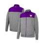 Men's Charcoal, Purple Washington Huskies Putter Herringbone Full-Zip Jacket