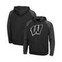 Men's Black Wisconsin Badgers Blackout 3.0 Tonal Raglan Pullover Hoodie