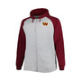 Men's Heather Gray Washington Commanders Big and Tall Fleece Raglan Full-Zip Hoodie Jacket
