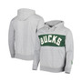 Men's Branded Heather Gray Milwaukee Bucks Wordmark French Terry Pullover Hoodie