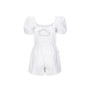 Womens' Organic Cotton Puff Sleeve Eyelet Romper